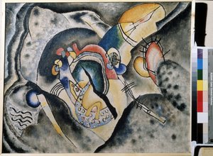 "De zwarte lijn" Schilderij van Vassily Kandinsky