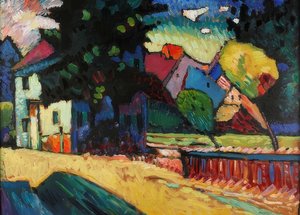 Murnau - landschap met groen huis door Wassily Kandinsky