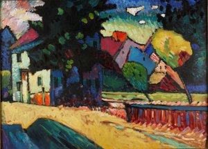 Landschap met groen huis door Wassily Kandinsky