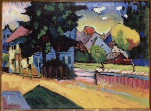 Landschap met groen huis door Wassily Kandinsky