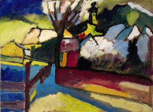 Herfstlandschap met boom door Wassily Kandinsky