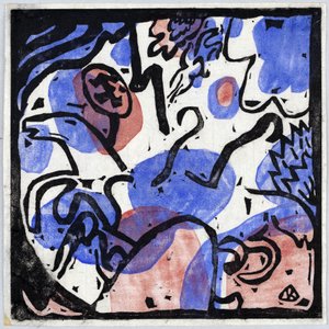 Drie ruiters in rood, blauw en zwart. Schilderij van Vassily Kandinsky