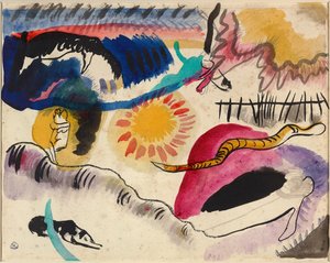 Aquarel nr. 3 Liefdestuin, 1911-1912 door Wassily Kandinsky