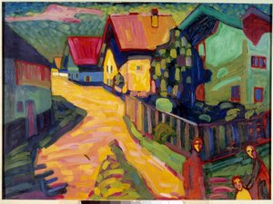 Vrouw in een straat in Murnau