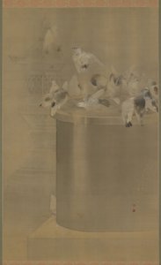 Duiven bij Senjoji (Asakusa Kannon Tempel) Meiji Tijdperk, 1877 door Watanabe Seitei