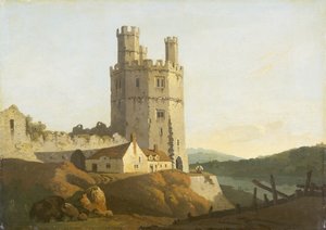 Caernarvon Kasteel, de Adelaarstoren door Welsh school