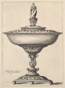 Een brede beker met bolvoeten door Wenceslaus Hollar
