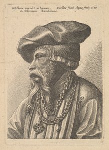 Baardige man met kettingketting, 1647 door Wenceslaus Hollar
