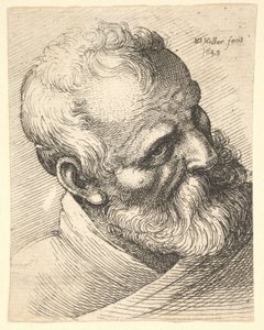 Bejaarde man met baard en scheef hoofd, 1645 door Wenceslaus Hollar