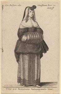 Ciuis aut Mercatoris Antuerpiensis Vxor door Wenceslaus Hollar