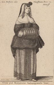Ciuis aut Mercatoris Antuerpiensis Vxor door Wenceslaus Hollar