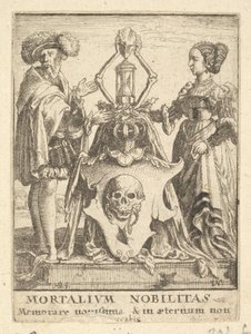 Wapenschild van de dood, uit de Dans van de Dood, 1651 door Wenceslaus Hollar