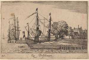 Delfshaven door Wenceslaus Hollar
