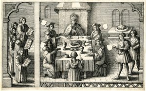 Diner bij de investituur van Ferdinand I in de Kousenband door Wenceslaus Hollar