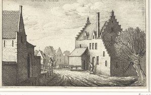 Dorpsstraat in Hemsen nabij Mechelen door Wenceslaus Hollar