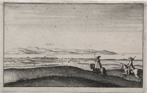 Engelse uitzichten: Isle of Wight vanaf Portsmouth door Wenceslaus Hollar