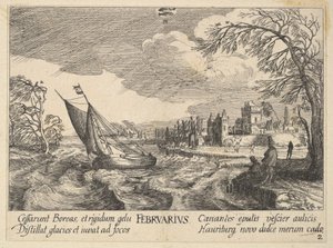 Februari, 1628-29 door Wenceslaus Hollar