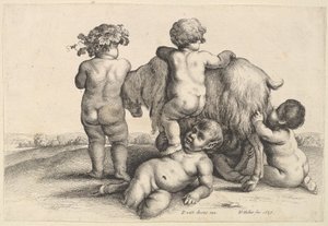 Vier jongens, een jonge sater en een geit, 1647