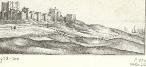 Gezicht op Dover Castle door Wenceslaus Hollar