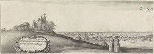 Gezicht op Greenwich (linker plaat) door Wenceslaus Hollar