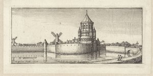Gezicht op de Kleine Houtpoort te Haarlem door Wenceslaus Hollar