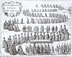 Grote processie van de Soeverein en de Ridders van de Kousenband in Windsor, 1672