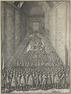 House of Lords, Palace of Westminster in Londen, ca. 1650 (ets) door Wenceslaus Hollar