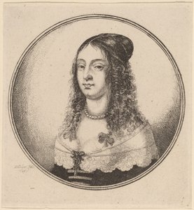 Dame met linten in krullen door Wenceslaus Hollar