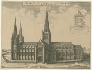 Lichfield Kathedraal - Zuidaanzicht: gravure door Wenceslaus Hollar