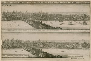 Londen, voor en na de Grote Brand door Wenceslaus Hollar