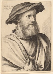 Man met baard kijkt naar rechts Hans Holbein, 1646 door Wenceslaus Hollar