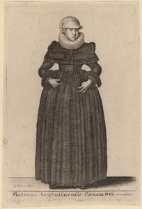 Matrona Argentinensis Caenam Dni Accedens e des Nymphs door Wenceslaus Hollar