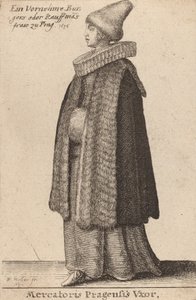 Mercatoris Pragensis Vrouw, 1642 door Wenceslaus Hollar