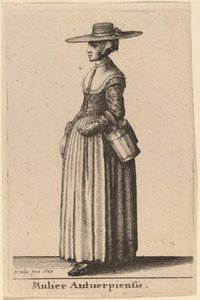 Antwerpse vrouw door Wenceslaus Hollar
