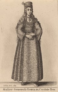 Mulier Generosa Graeca in Civitate Pera, 1644 door Wenceslaus Hollar