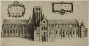 Oude Sint-Pauluskathedraal vanuit het noorden door Wenceslaus Hollar