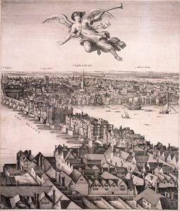 Panoramisch uitzicht op Londen door Wenceslaus Hollar