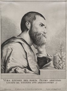 Portret van Pietro Aretino, 1649 door Wenceslaus Hollar