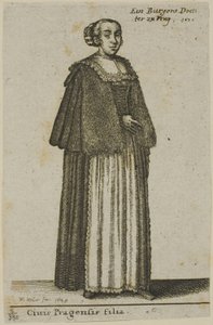 Praagse meisje door Wenceslaus Hollar