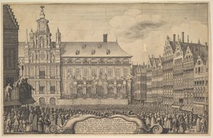 Afkondiging van het verdrag van Münster door Wenceslaus Hollar