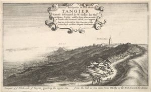 Uitzicht op de noordkant van Tanger met uitzicht op de zee vanaf de heuvel als je komt, voor 1673