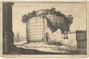 Ruïnes van een rond gebouw, 1673 door Wenceslaus Hollar