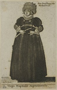 Vrouw uit Straatsburg in Trouwjurk door Wenceslaus Hollar