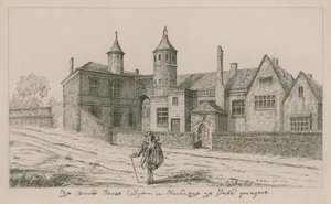 Het Brooke House, Clopton in Hackney, het zuidelijke aspect door Wenceslaus Hollar