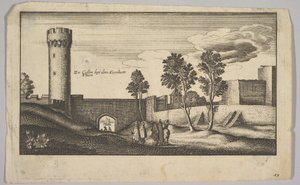 De Kuniberttoren bij Keulen kopie, 1625-77 door Wenceslaus Hollar