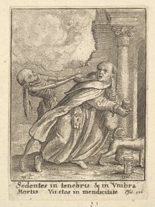 De monnik, uit de Dans van de Dood, 1651 door Wenceslaus Hollar