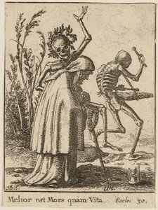De oude vrouw en de dood door Wenceslaus Hollar