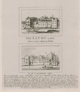 De Savoy in 1650 en zoals het nu is in 1792 door Wenceslaus Hollar