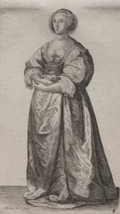 De verschillende gewoonten van Engelse vrouwen, van de adel tot de plattelandsvrouwen zoals ze in deze tijden zijn: De vrouw met bloemen door Wenceslaus Hollar