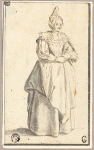De Dame met de Kleine Opgeheven Hoed, naar een Prent uit La Noblesse